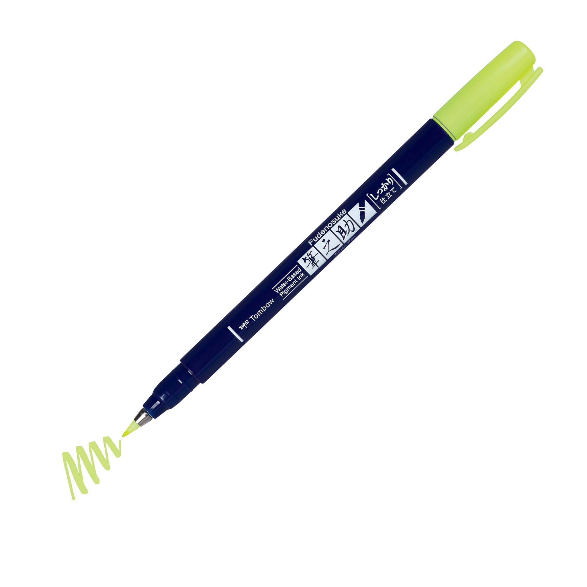 Tombow ws-BH91 Fudenosuke Brush Pen Neon Yellow Hard Tip