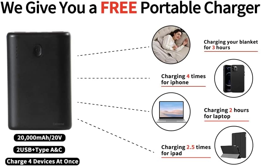 Miniatura 4 de Maxwelf Apollo - Manta térmica portátil Manta de forro polar de hilo de angora de 63 x 47 pulgadas capa y almohada mantas eléctricas para cama