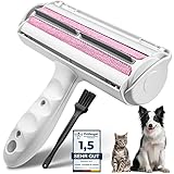 FusselZz® Home Premium Fusselrolle Pink Tierhaare - Selbstreinigender Tierhaarentferner zum Katzenhaare & Hundehaare entfernen, wiederverwendarer Katzenhaarentferner auf Sofa, Teppich & Bett