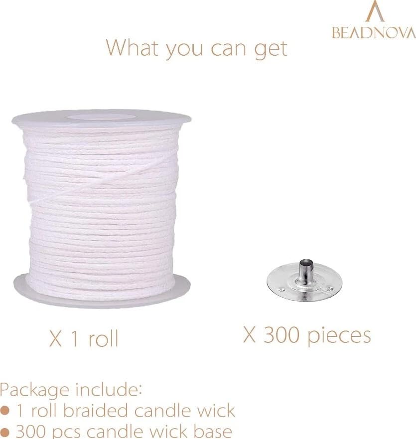 Hilo para Velas Trenzado Algodón 200FT con Clips 300 Pcs miniatura 3