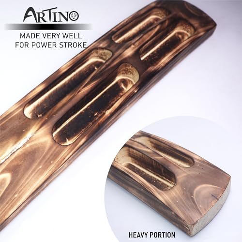 Image of Artino Burn Wooden Cricket Bat for Tennis Ball - Full Size 900g Lightweight Bat with Strong Handle for Outdoor & Gully Cricket