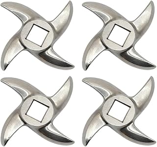 4-Pack #12 Meat Grinder Blades - Precision Replacement Knives with 0.49" Square Hole & 2.44" Diameter - Fits Standard #12 Grinders & Miners