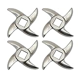 4-Pack #12 Meat Grinder Blades - Precision Replacement Knives with 0.49' Square Hole & 2.44' Diameter - Fits Standard #12 Grinders & Miners