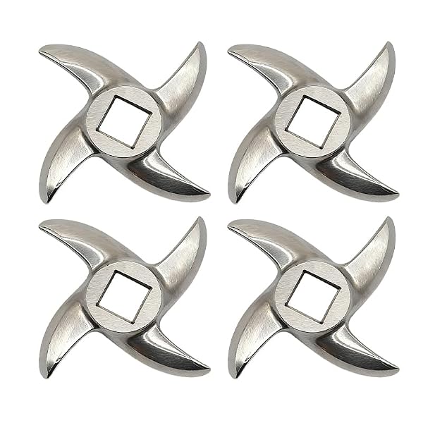 4-Pack #12 Meat Grinder Blades - Precision Replacement Knives with 0.49" Square Hole & 2.44" Diameter - Fits Standard #12 Grinders & Miners by SBDSBD - Used condition - US$14.68