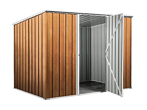 Box in Acciaio Zincato Casetta da Giardino in Lamiera 2.60 x 1.85 m x h1.92 m - 85 KG – 4,8 metri quadri (Finitura Legno)