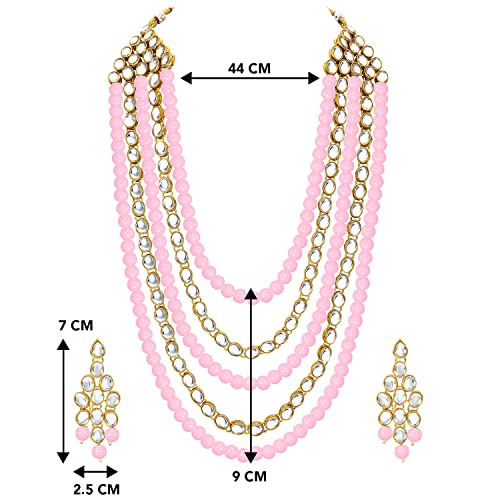 Image of Peora Kundan Faux Pearl Long Necklace & Jewelry Set Gift for Women