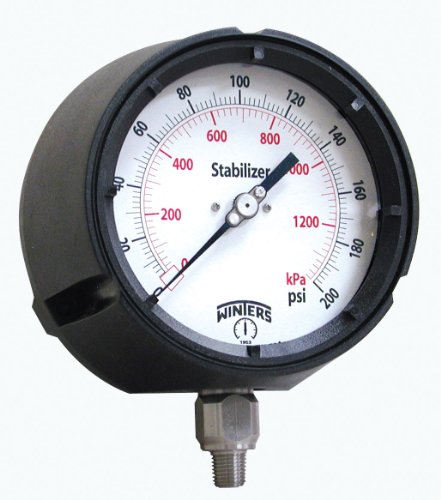 Manomètre phénolique avec dos de sécurité Winters PPC 200 psi raccord NPT 6,35 mm