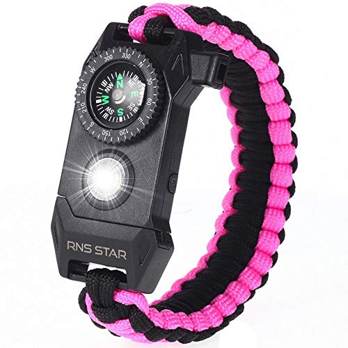RNS STAR Paracord Survival Bracelet 6-in-1 - Hiking Gear Traveling Camping Gear Kit