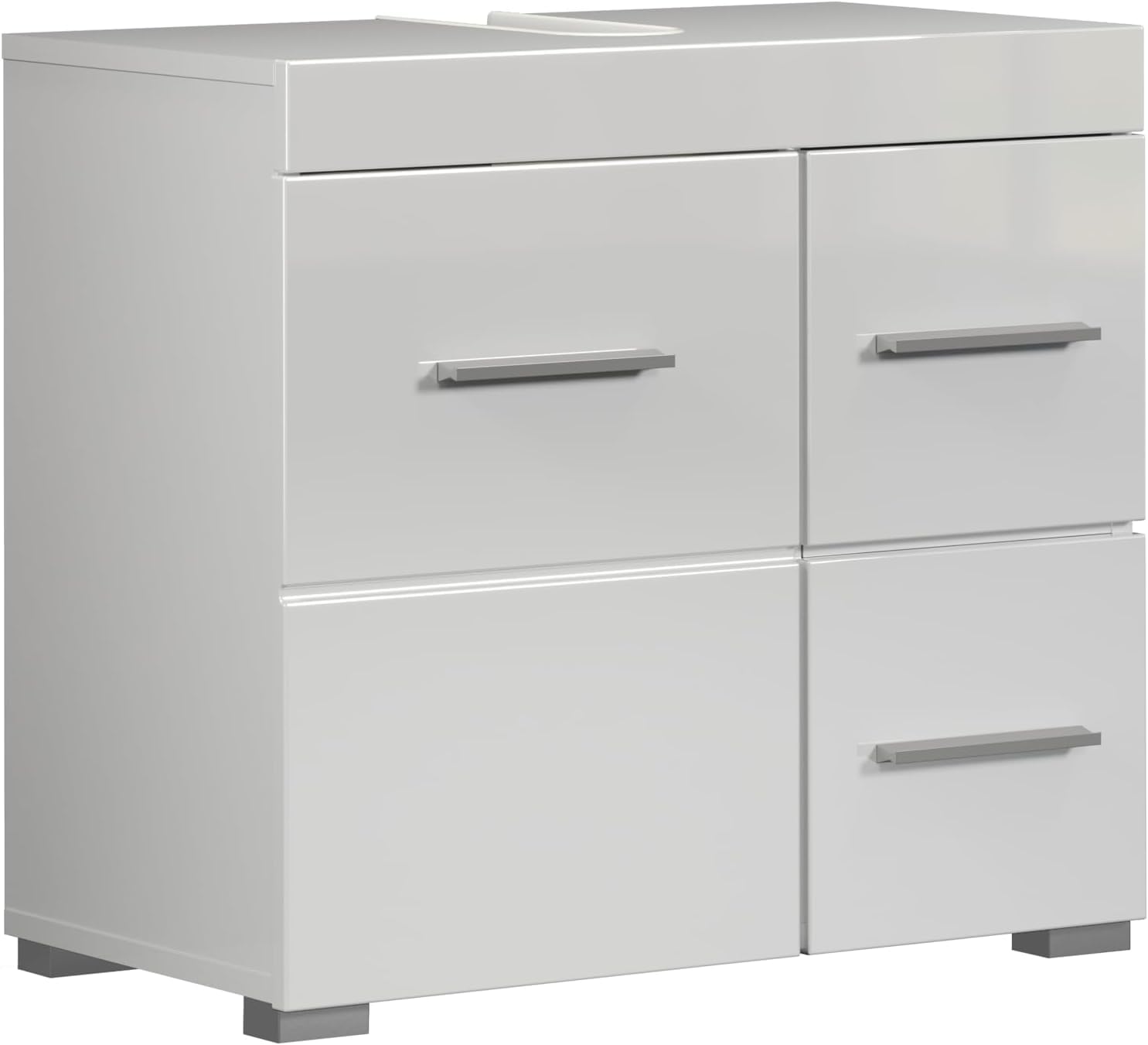 trendteam smart living Amanda Waschbeckenunterschrank Weiß/Weiß Hochglanz Waschtisch mit 1 Tür, 1 Einlegeboden, 2 Schubkästen Vollauszug (BxHxT) 60 x 56 x 34 cm
