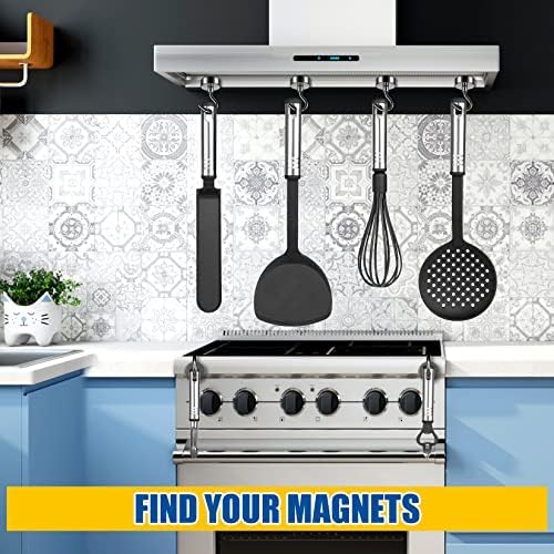 6 Pack Magnetic Hooks, 10 kg+(22 lb+) Strong Magnet Hooks, Fridge Magnet Hooks for Hanging, Neodymium Magnets with Hook, Magnetic Hooks for Cruise, Ceiling, Bathroom, Kitchen, Towel, Garage (Black)