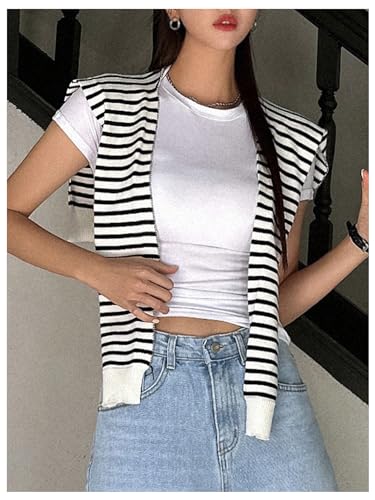 Verdusa Women's Casual Shawl Wraps Striped Knitted Knotted Shawls Scarf Cape3