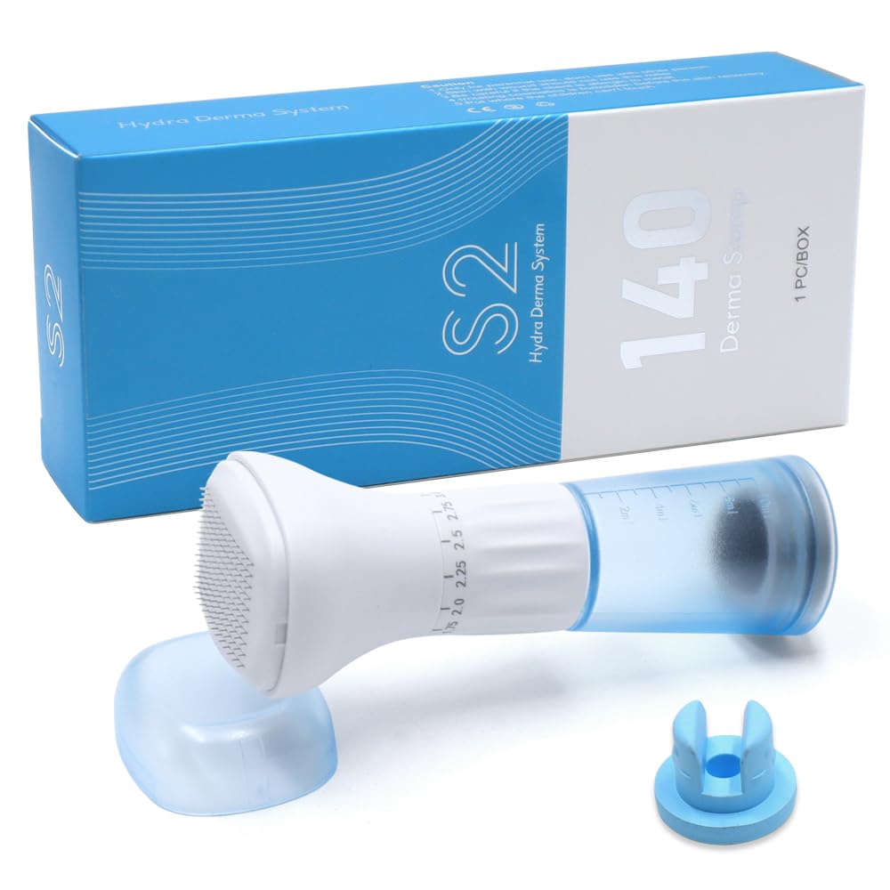 Derma Stamp S2 0-3 mm regulowany microneedling 140 igieł ze zbiornikiem serum Hydra Derma system do skóry, włosów, zmarszczek (bez SERUM)