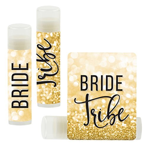 Andaz Press Bridal Shower Bachelorette Party Lip Balm Party Favors, Faux Gold Glitter Shimmer, Bride Tribe, 12-Pack, Bachelorette Chapstick Will You Be My Bridesmaid Proposal Box Ideas