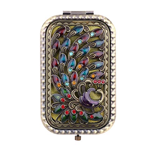 Espejo de maquillaje plegable rectangular Beaupretty vintage