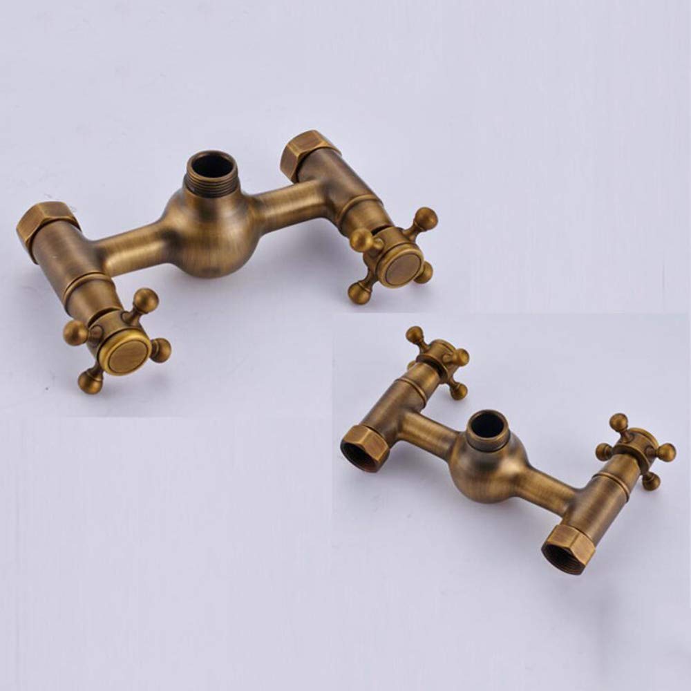 Vintage Luxury Handheld Shower Set - Antique Brass Wall Mounted System with Rain Head & Hand Shower, Dual Handles, Elegant Bathroom Fixture(B,2)