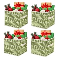 4pcs Cube Storage Box 27x27x28cm - Foldable Storage Box with Handles Storage Cubes for Home, Office & Nursery Organisation (Green)