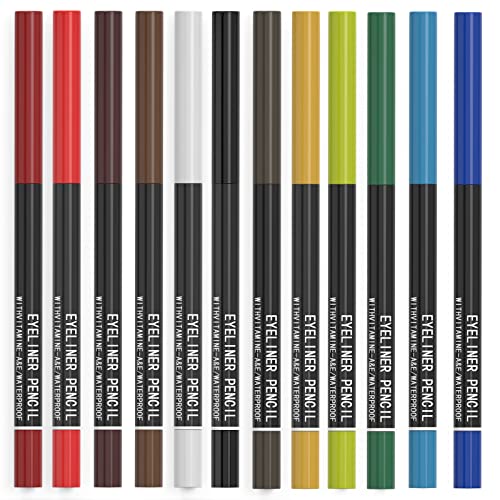 Kaiqikaixi 12 Kinds Of Color Eyeliner Pen, Eyebrow Pen,Eye Shadow Pencil, Lip Line Pen, Eyelid Pad, Pencil Makeup Set Tool 12Pcs (Multicolor) #TOP6