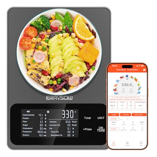 Smart Food Kitchen Scale with Nutritional Calculator, 30 Nutrient...