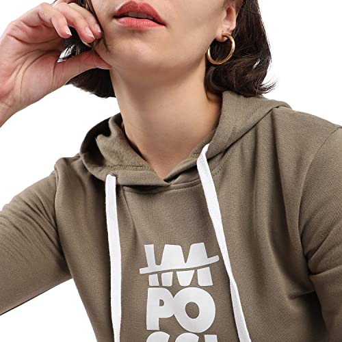 Image of PINACOLADA Women's Cotton Solid Printed Sweatshirt with Hoodie, Regular Fit for Casual Wear Full Sleeve Sweatshirt Crafted with Comfort Fit and High-Performance for Everyday Wear