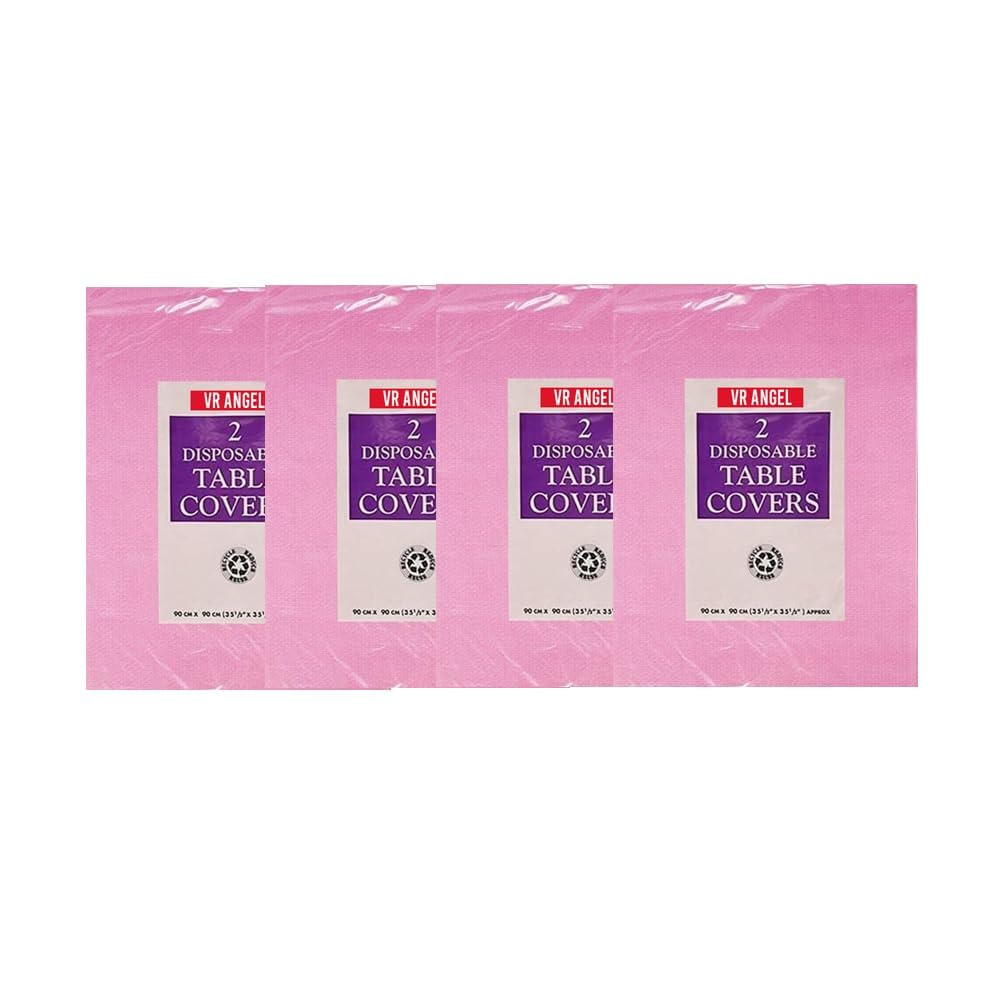 VR Angel 8 x Hot Pink Disposable Paper Table Cloth Cover for Square or Rectangular Dining Table Birthday Party, Catering, Baby Shower, Wedding Decorations - 90 x 90cm