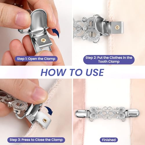 Image of 3pcs Vintage Sweater Clips Shirt Dress Clips Back Cinchs Shawl Cardigan Collar Clip to Tighten Dress Pant Waist Tightener Brooches Decor for Women