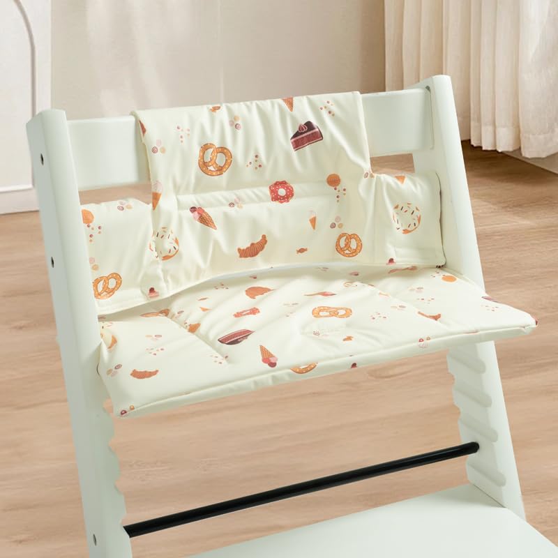 Image of Baby Cushion Set Soft and Comfort High Chair Cushion for Infant, Toddler High Chair Accessories Easy to Clean and Install, Dessert White