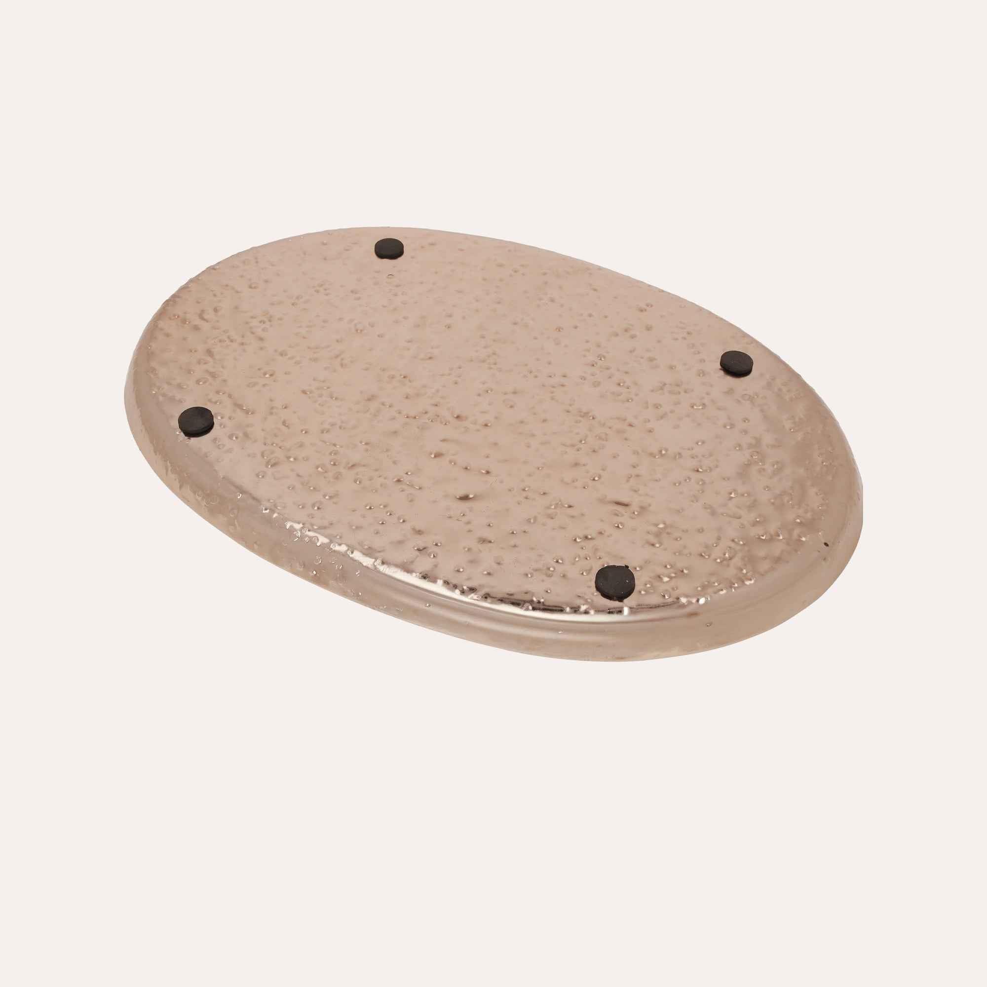 Keyhomestore | Vassoio Ovale in Metallo Rame Bugnato, Centrotavola Elegante