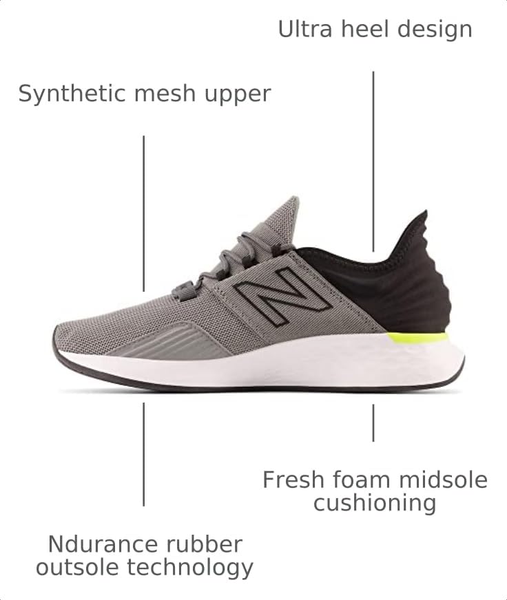 Image of New Balance Kid's Fresh Foam Roav V1 Lace-up Running Shoe Running Shoe, Harbor Grey /Neon Dragonfly /Cosmic Pineapple, 6.5 Big Kid