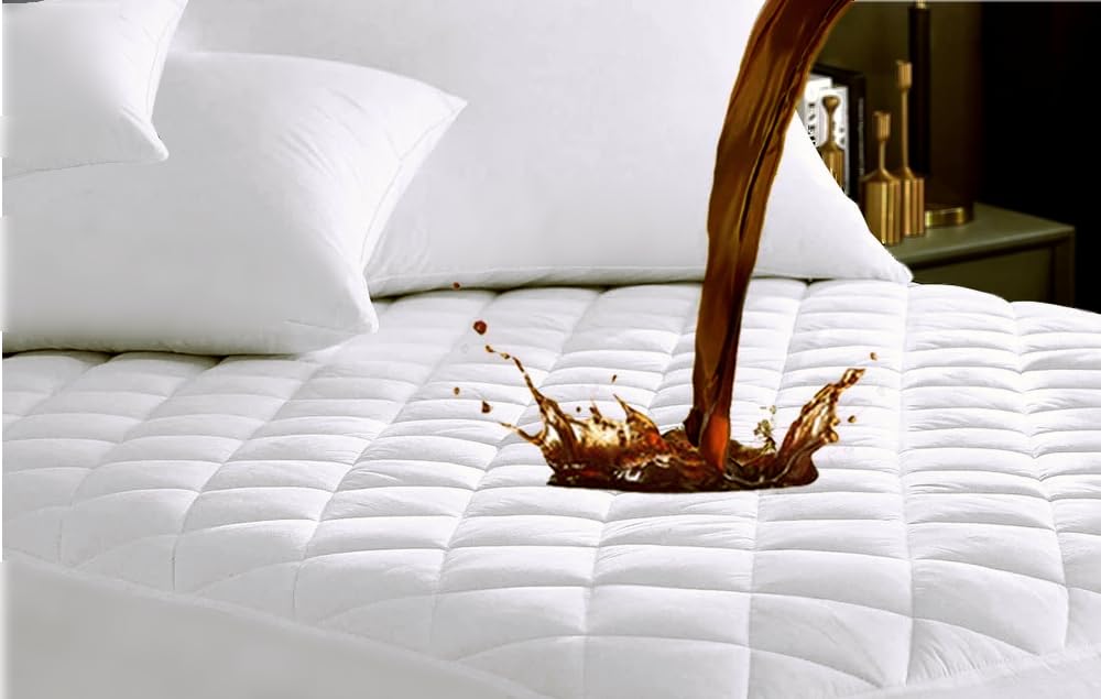 PLANETOID Quilted Waterproof Mattress Protector Double with Extra Deep Fitted Sheet protects against Anti Allergy perfect Breathable Mattress bed Protectors & Toppers Pad Cover (137 x 190 + 40cm)