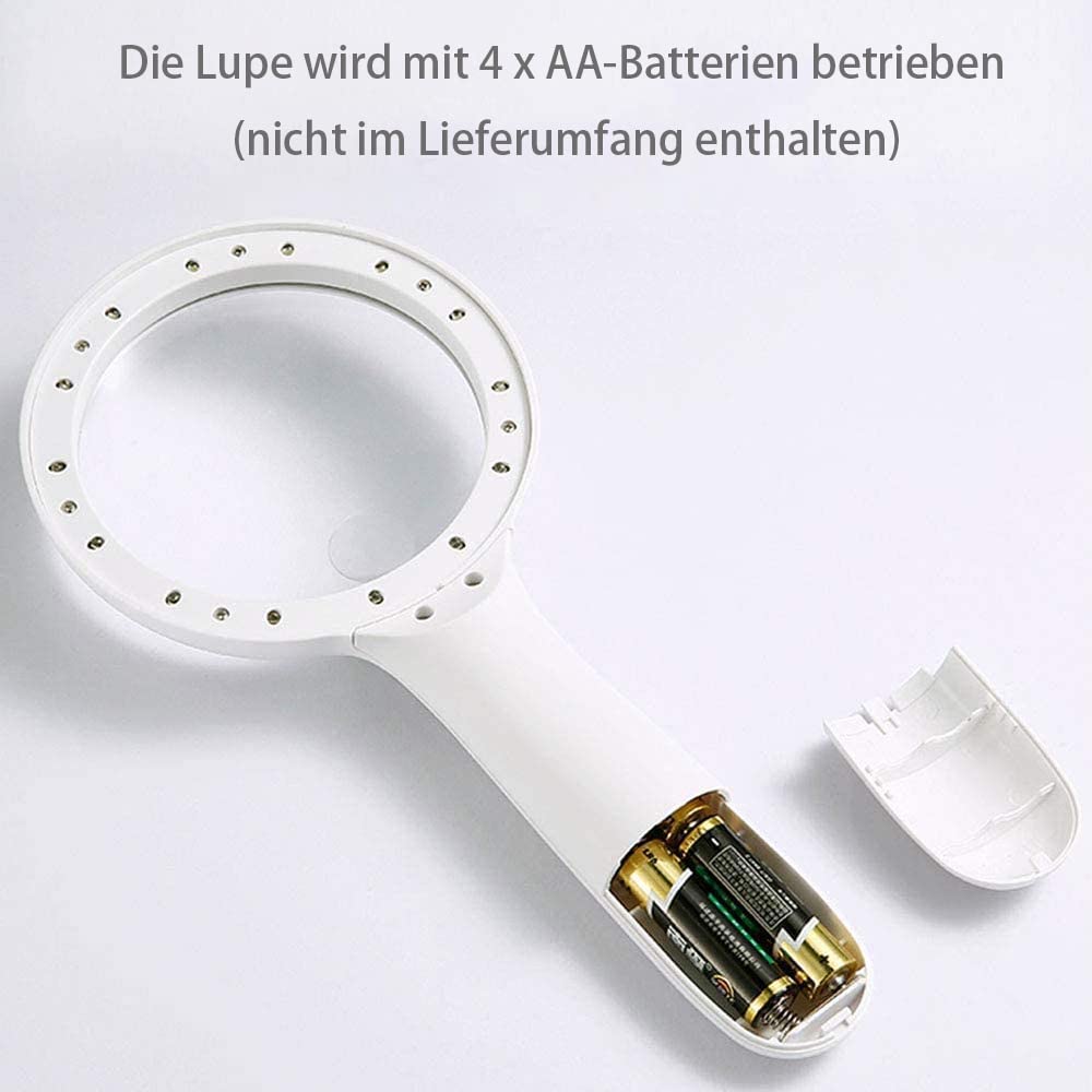 Lupe Mit Licht 60 Fach Vergrößerung - Handlupe Mit 14 LED 30X Für Senioren - Leselupe Linsentuch - Groß Zum Lesen, Sehbehinderung, Juwelier, Handwerk, Bücher