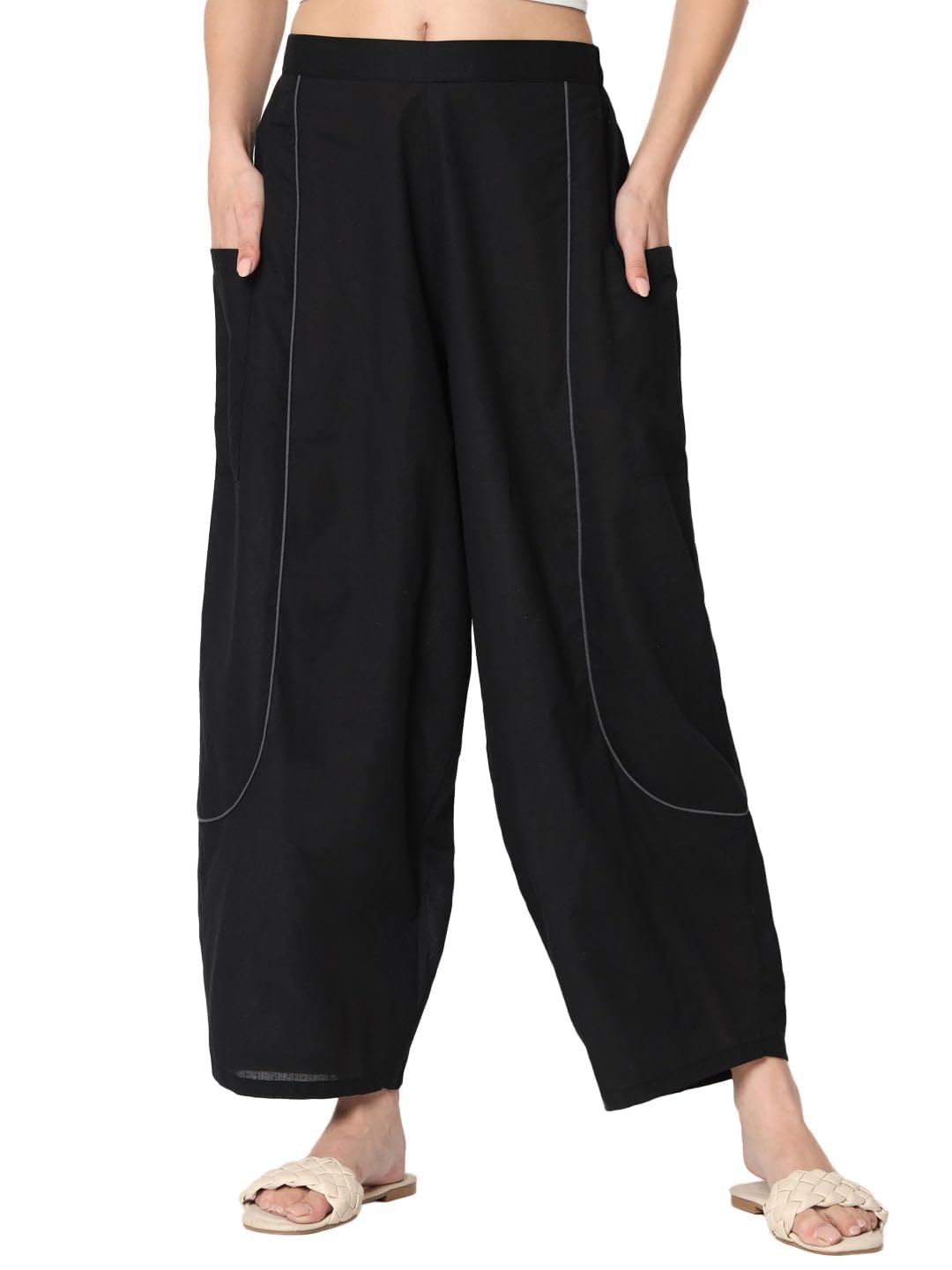 9rasa Women's Cotton Solid Balloon Pants Palazzo Trousers Pants for Casual Evening Workwear-picture-8