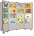 Screenflex Display Towers, Portable Wall Divider Boards for Art Show Partitions, Classroom Panels and Offices - 5'9”H x 3'1”W - 6 Panels - Stone Fabric