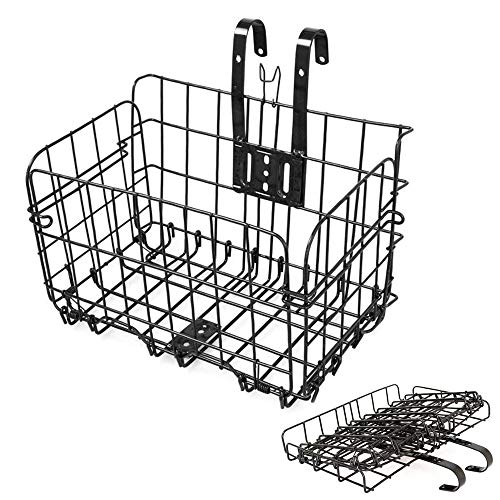 SUPEROK Cesta de Bicicleta,Cesta Plegable para Bicicleta con Malla de Alambre,Cesta de Bicicleta Colgante Trasera Delantera Plegable Desmontable para Accesorios de Bicicleta de Montaña