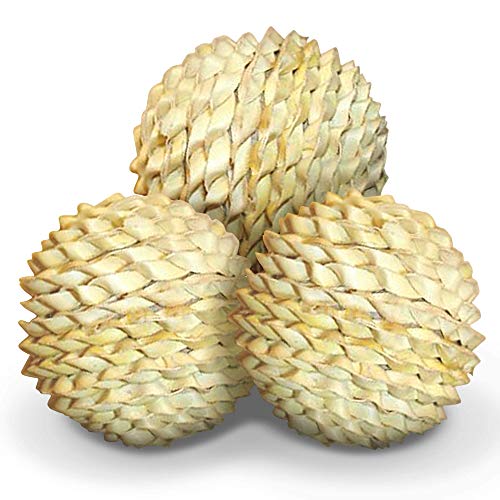 CoCoo Palm Leaf Ball, 3” Round Woven Chewing and Foot Toy with Pulp Paper for Parrots, Beak and Nail Conditioner, Keeps Birds Mentally and Physically Healthy, 3 Balls per Set