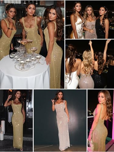Image of Figdaw Glitter Mesh Bodycon Dress for Women Beach Vacations Birthday,Bachelorette Party