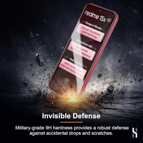 Image of Tempered Glass for Realme 15X | C85 | Narzo 90X - Military Grade 9H Screen Guard, Anti-Scratch, Shatterproof, Edge to Edge Full Coverage - Black Border