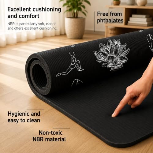 Image of De Jure Fitness Yoga Mat for Women and Men, 13mm Extra Thick Non-Slip NBR Exercise Mat for Yoga, Pilates, Gym & Floor Workouts - with Carry Strap - Leo
