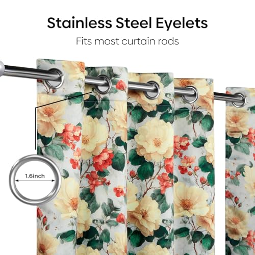 Image of haus & kinder Blackout Door Curtains 7 Feet Long Pack of 2 Door Curtains, 7 Feet Curtains for Door, 100% Room Darkening (Peony Garden, 114x213 CM)