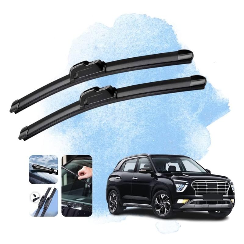 Image of Audio WHeels Perfect Fitting Frameless Windshield 100% Scratch Proof Cleaning Water Repellant Silicon Car Wiper Blades For Equipment Replacement, Set of 2 (D-26 inch & P-16 inch)