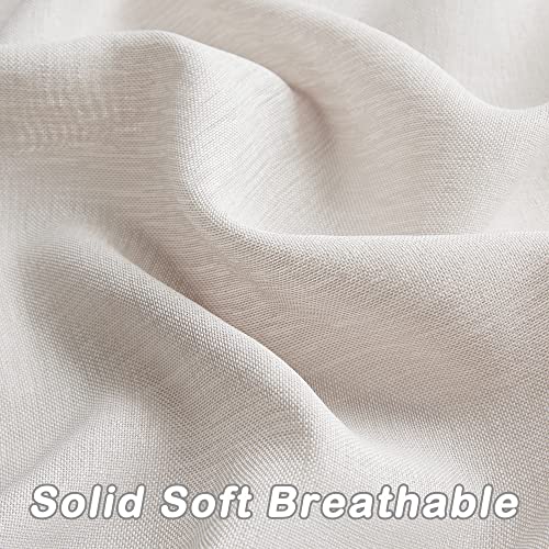 Enactex Linen Textured 84 Inch Pinch Pleat Light Filtering Curtains For Living Room, Semi Sheer Farmhouse Privacy Back Tab Window Treatments For Bedroom 2 Panels, Natural #TOP4