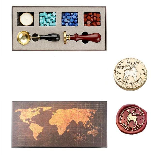 Francobolli personalizzati fai da te Sigillo di cera Kit scatola di mappa Cucchiaio staccabile Set Perline di tenuta Busta Imballaggio di nozze Regali Cartolina-GZZ1051100135,China