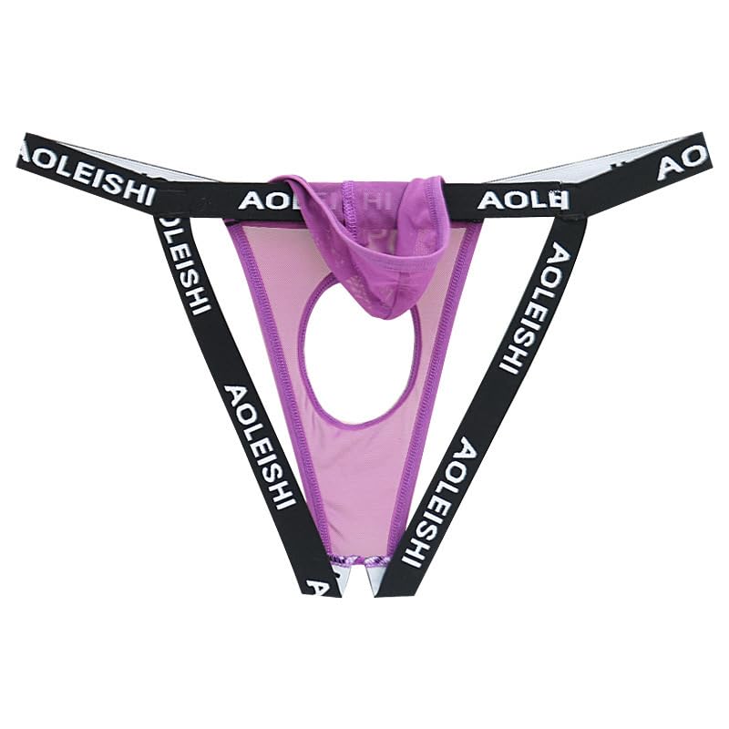 HAVBX Men Open front underwear For Play Naughty Separate Pouch Jockstraps For Men Sissy Gay Lingerie (US Alpha One Size Regular Regular Purple)