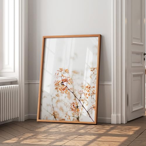 Image of 24x30 Poster Frame, USA-Sourced Natural Cherry Wood Picture Collage Frame with HD Tempered Glass, Modern Simple 24 x 30 Wooden Photo Frame Matted to 18x24, Vertical & Horizontal Wall Hanging Display