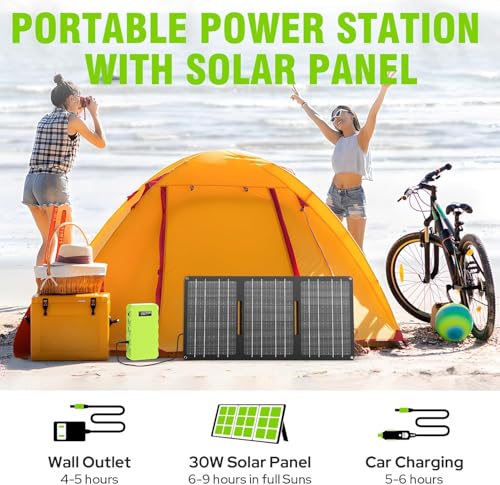 Image of Powkey 24000mAh Portable Power Station with Panels Included 30W
