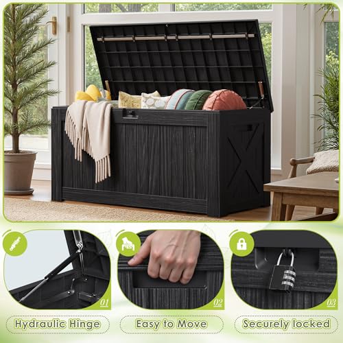 Image of Devoko 125 Gallon Outdoor Storage Box, Waterproof Resin Deck Box