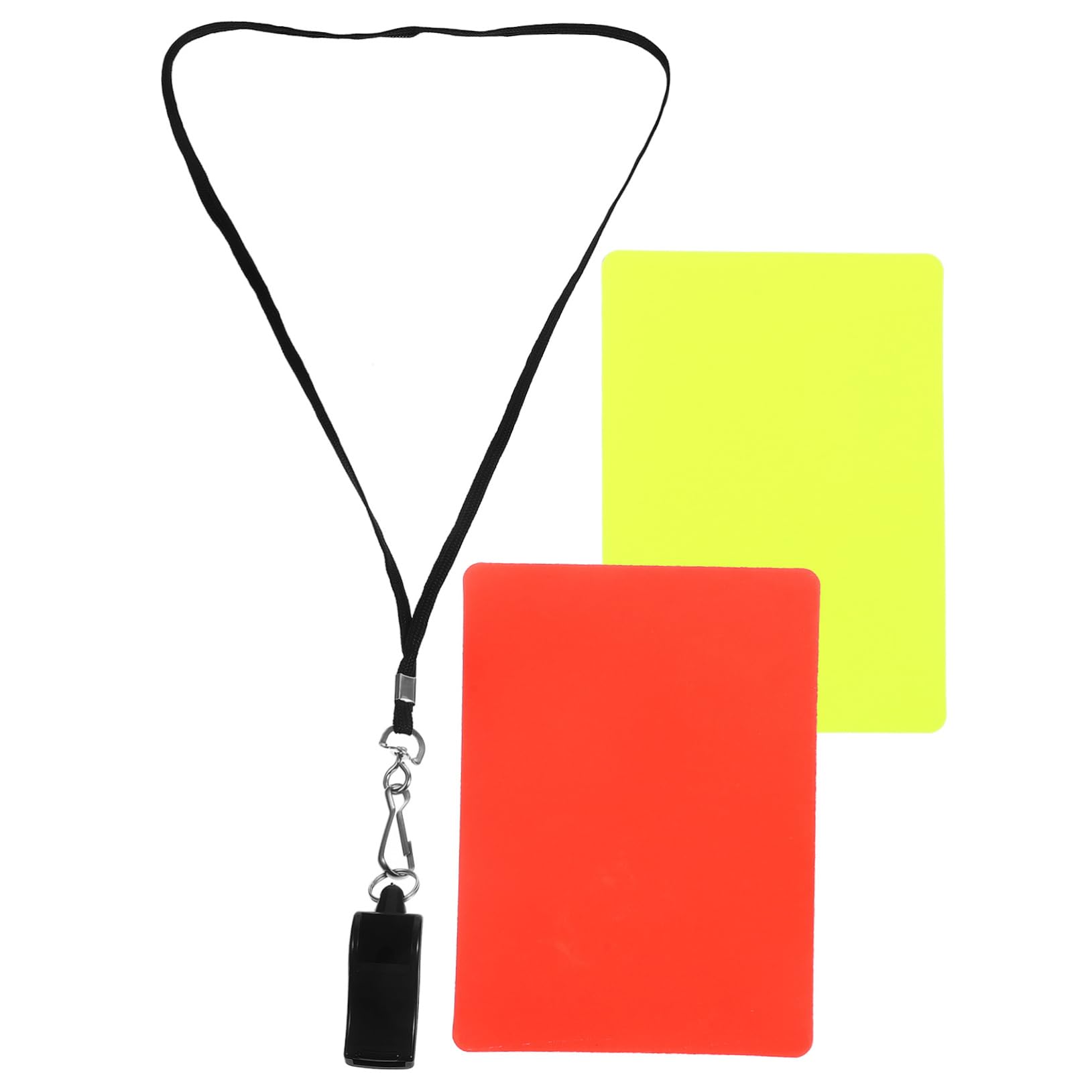 suchkawe Set di biglietti da arbitro, 2 fischietti in metallo di avvertimento e cartellino rosso e giallo per scuola, famiglia, sport e calcio