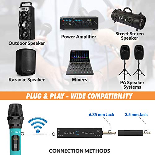 Wireless Microphone System - Microfonos Inalambricos Wireless Microphone System UHF Handheld Mic - Dual Professional Microphone Set for Karaoke Machine, Party, Church with Receiver