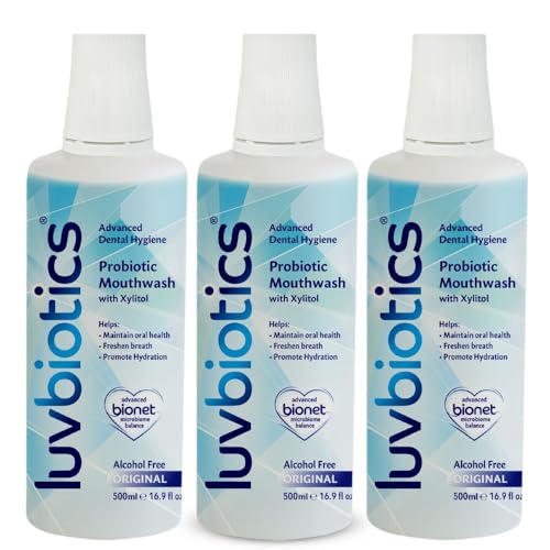 Luv Biotics Mouthwash with Oral Probiotics, Xylitol & Aloe Vera - 3 x 500ml