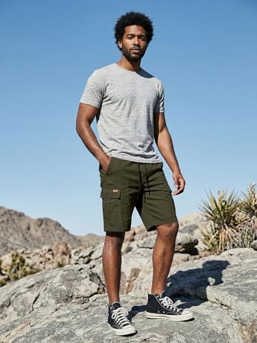Image of JMIERR Mens Casual Cotton Twill Cargo Shorts Drawstring Classic Chino Stretch Short with 6 Pockets