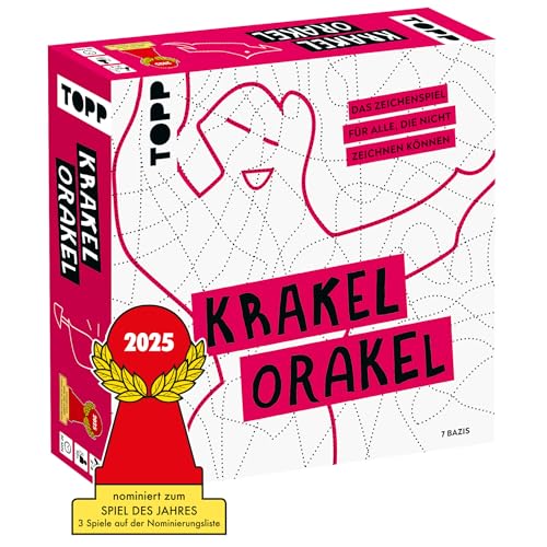 TOPP Krakel-Orakel – Das Zeichenspiel für alle, die Nicht zeichnen können. Wer erkennt die schrägen Formen im Linien-Wirrwarr? 2–8 Personen | ab 10 Jahren | 30 Minuten